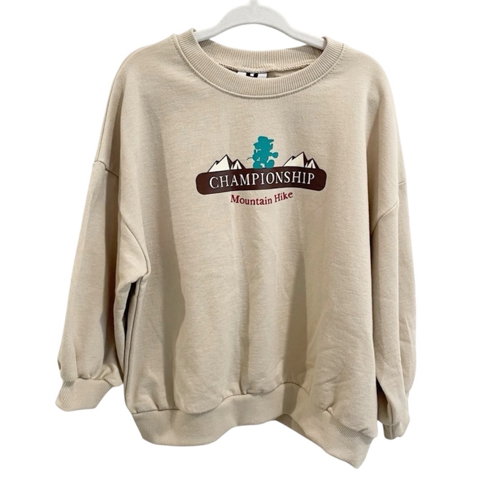 NEW Disney Mickey Camping Graphic Crew Sweatshirt Sweater Top